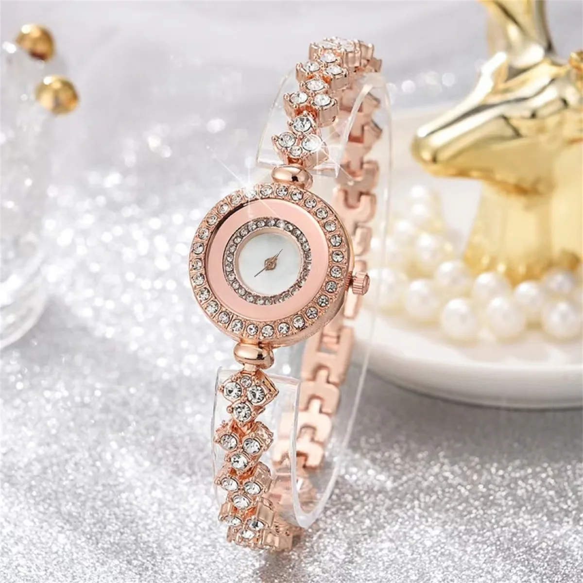 Relojes de Mujer con diamantes de imitación a la moda para Mujer y niña, Reloj de pulsera de cuarzo elegante y exquisito, Reloj para Mujer