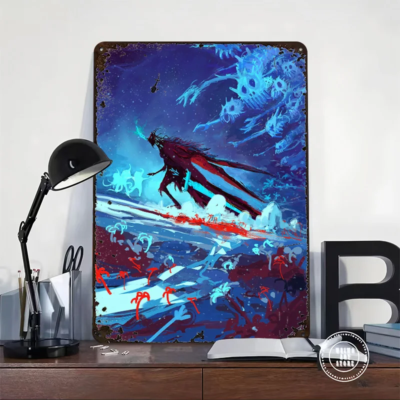 Warrior Creature and Souls Personalized 3D Textured Metal Poster Wall Art Vintage Tin Signs for Living Room Decoration Wand Deko