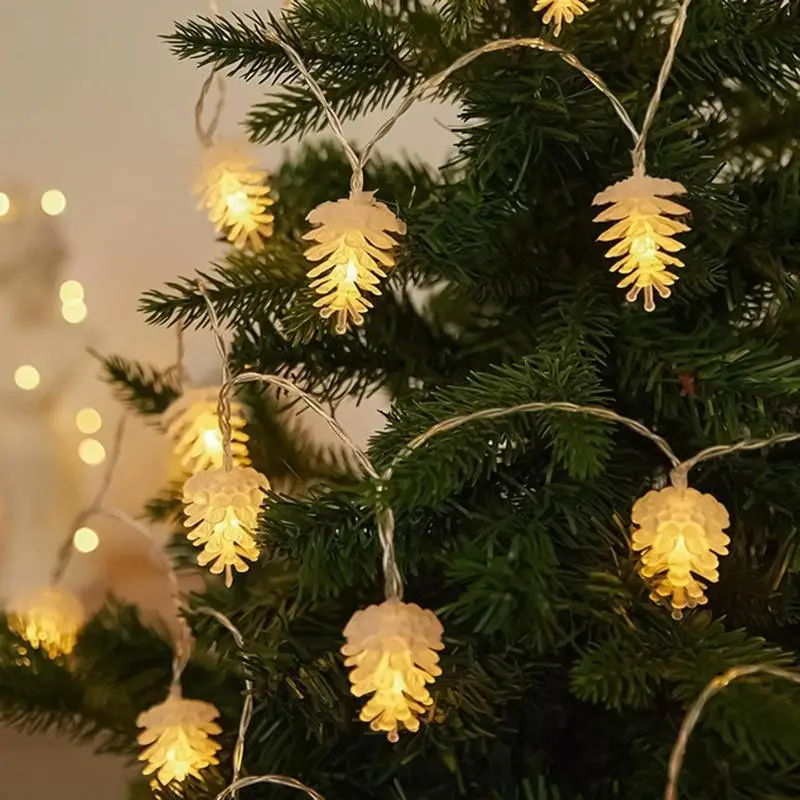 2/3meters Pine Cone LED String Lights Outdoor LED Lights Flexible Decorative Lights For Christmas Tree Door Window