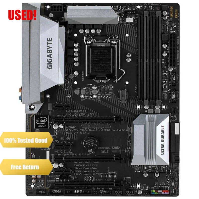 

GIGABYTE GA-Z270X-UD3 LGA 1151 Intel Z270 HDMI SATA 6Gb/s USB 3.1 ATX Motherboard