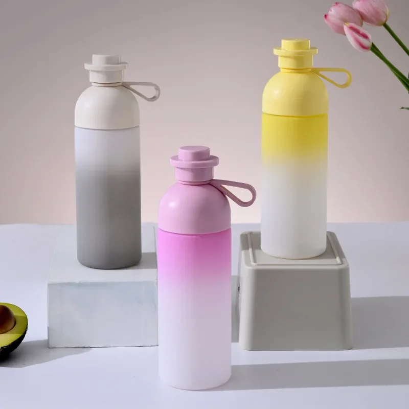 Summer Aesthetic Gradient Water Bottle - Matte Finish Portable Outdoor Cup, Japanese Minimalist Wabi-Sabi Style