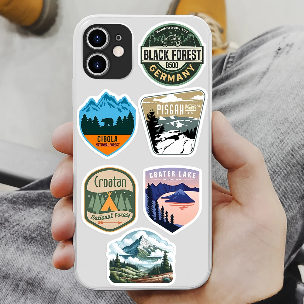 ملصقات شعار الغابة الوطنية المشي لمسافات طويلة في الهواء الطلق مغامرة لتقوم بها بنفسك دمى هدايا ملصق سجل القصاصات الهاتف زجاجات الأمتعة الزخرفية مقاوم للماء