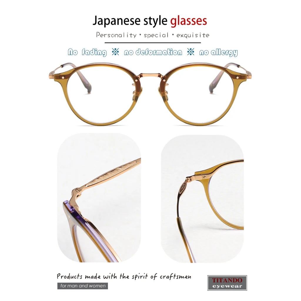 Japanese Retro Boston-Shaped  Frame Optical eyelasses Titanium and Acetate  Combination Frame for Men Women EYEVAN Design acosta