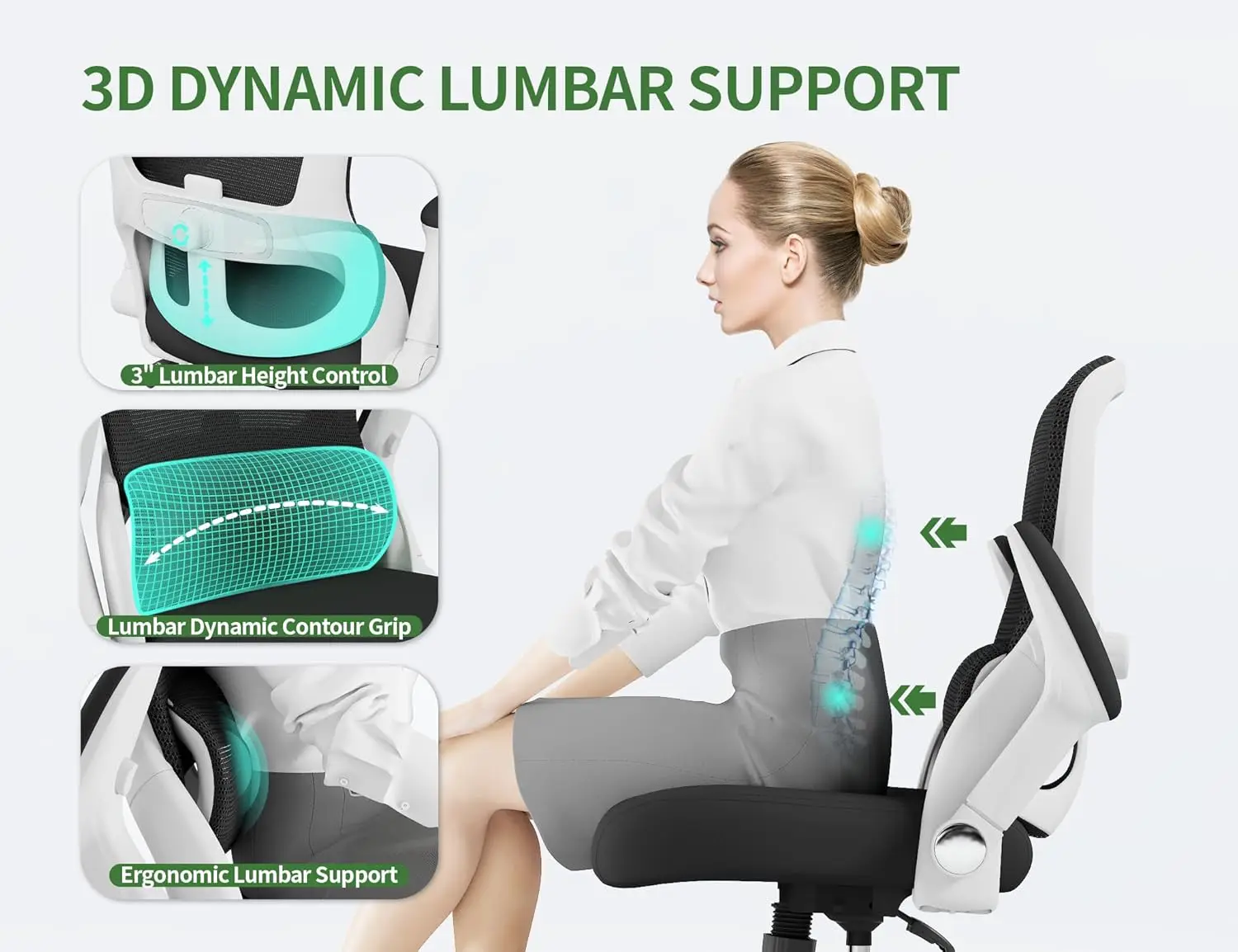 Silla de oficina ergonómica: sillas de escritorio para computadora, cómoda silla de juegos de malla con respaldo alto y soporte lumbar ajustable, nueva popularidad