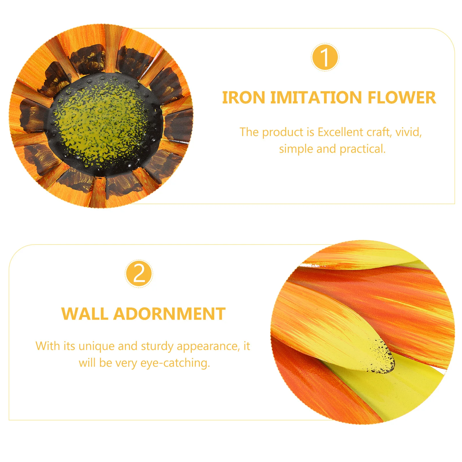 

Iron Flower Shape Wall Decor Yellow Exquisite Craftsmanship Unique Hanging Adornment for Home Hotels Stores Restaurants
