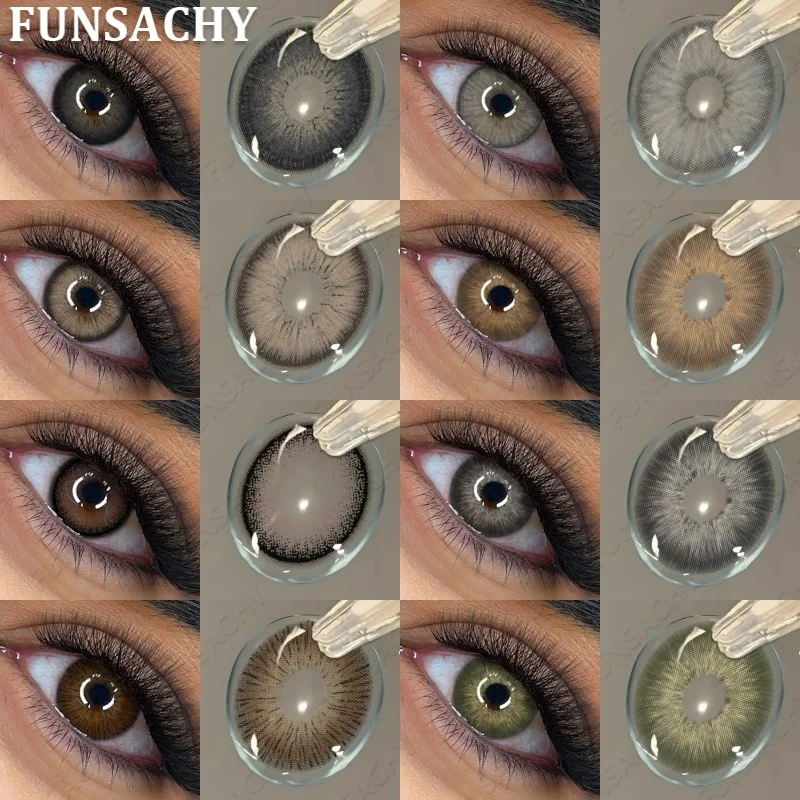 FUNSACHY 1 Paar farbige Kontaktlinsen, natürliches Braun, weicher Komfort, jährlicher Gebrauch, Y2K-Graulinsen, Colorcon für tägliches Make-up-Zubehör