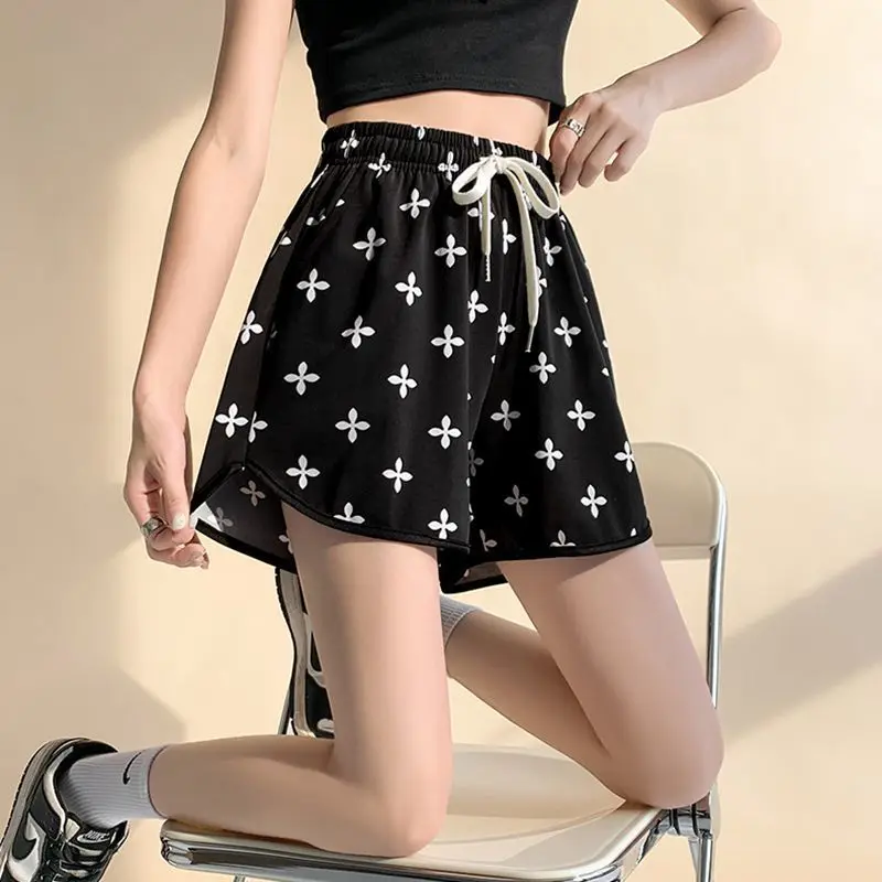 반바지 여성 패치 워크 꽃무늬 리넨 코튼 스위트 파스텔 프릴 귀여운 허리 신축성있는 허리띠 Cottagecore Daily Summer Trend