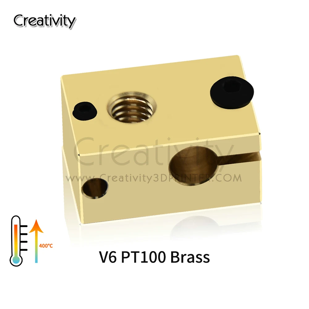 V6 PT100 Heizblock aus plattiertem Kupfer und Messing, 3D-Druckerteile, beheizter Blocksock für Upgrade E3D V6 Hotend DDB Titan Extruder – Detail 4