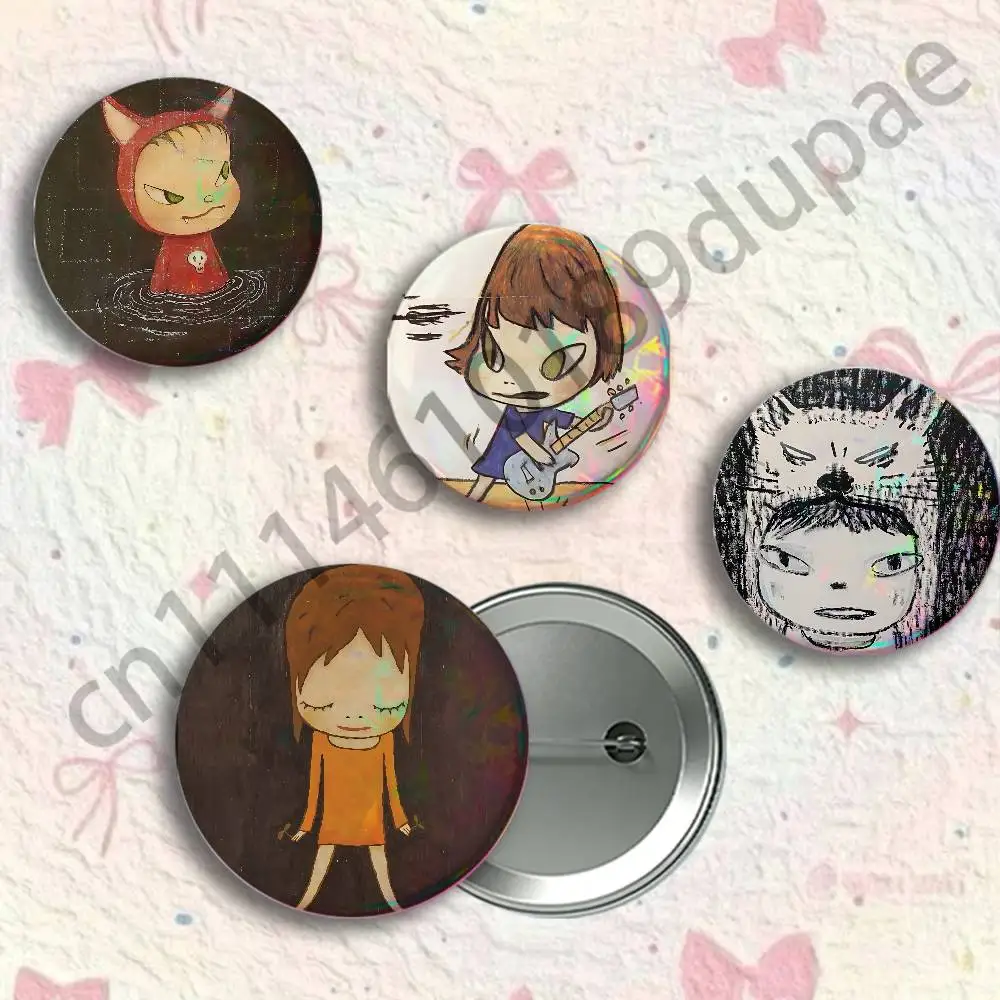 Yoshitomo Nara Art Button Pin Single Pack Anime Merch for Ita Bags Badge Collectible Buttons TH