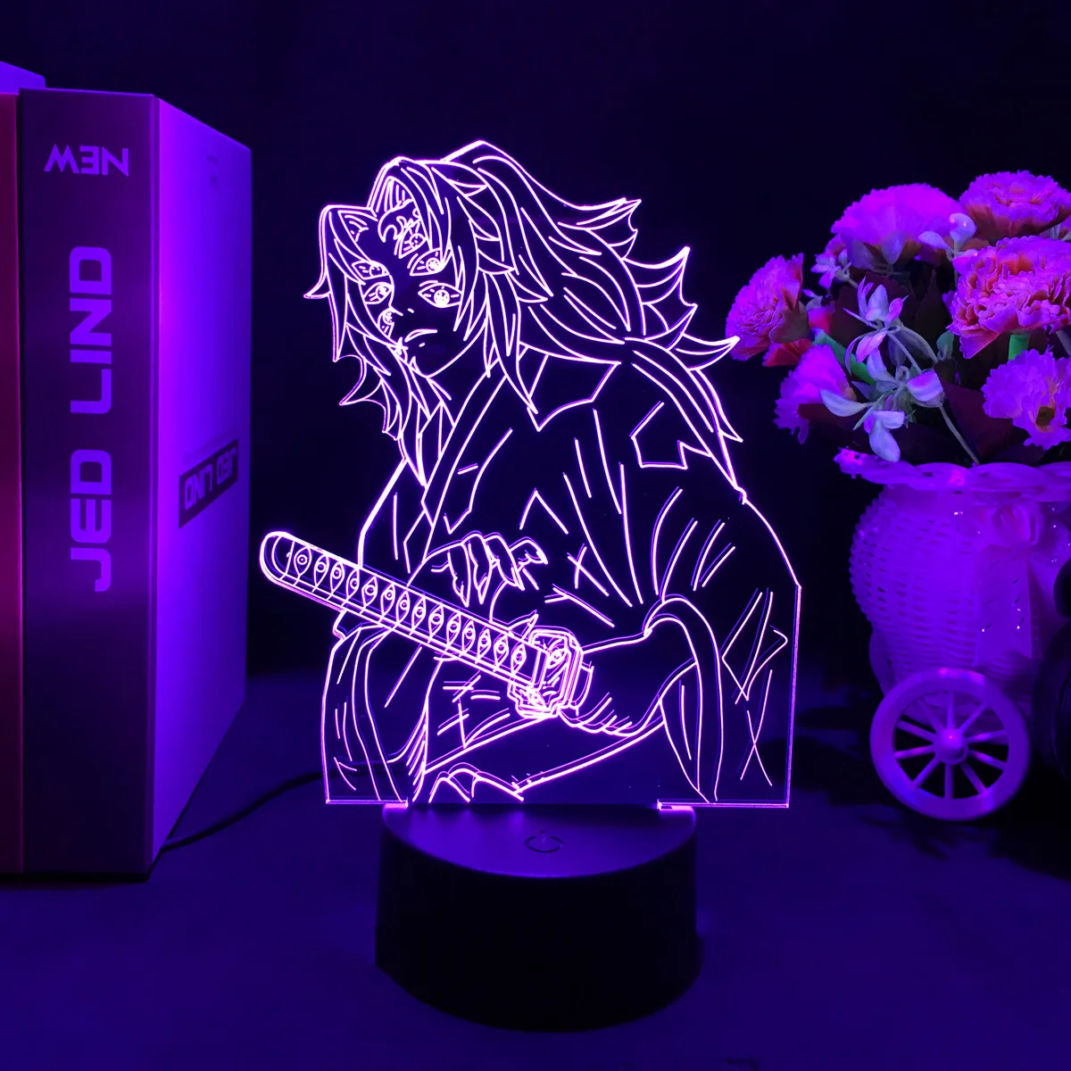 Anime Demon Slayer Glowing  Acrylic Stand Upper Moons Figure for Kimetsu No Yaiba Bedroom Decor Child Kids Birthday Gift