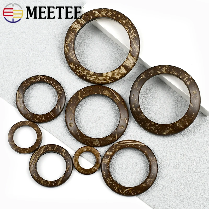 

20Pcs 15-50mm Wooden O Ring Buckle Natural Coconut Rings Handle Webbing Strap Connect Circle Garment Decor Buttons Accessories