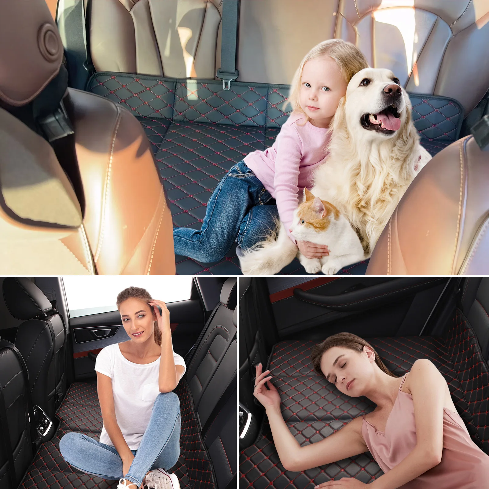 

Car Mattress PU Leather Portable Back Seat Travel Mattress Non-Inflatable Portable Back Seat Mattress for Sedan SUV Truck