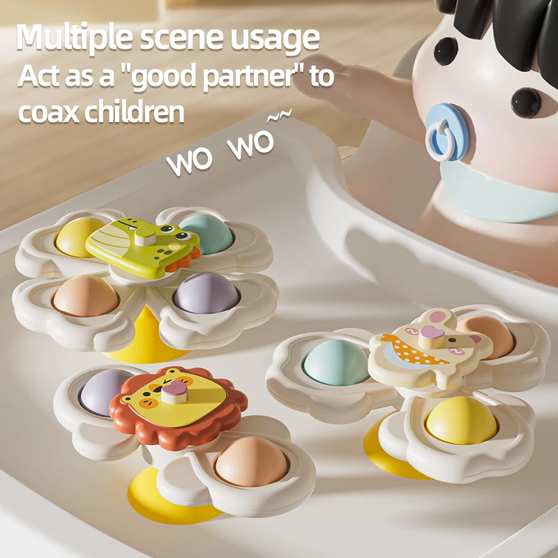 Children's suction cups rotating baby finger pressing fun puzzle toy dining chair shower rotating fingertip gyroscope
