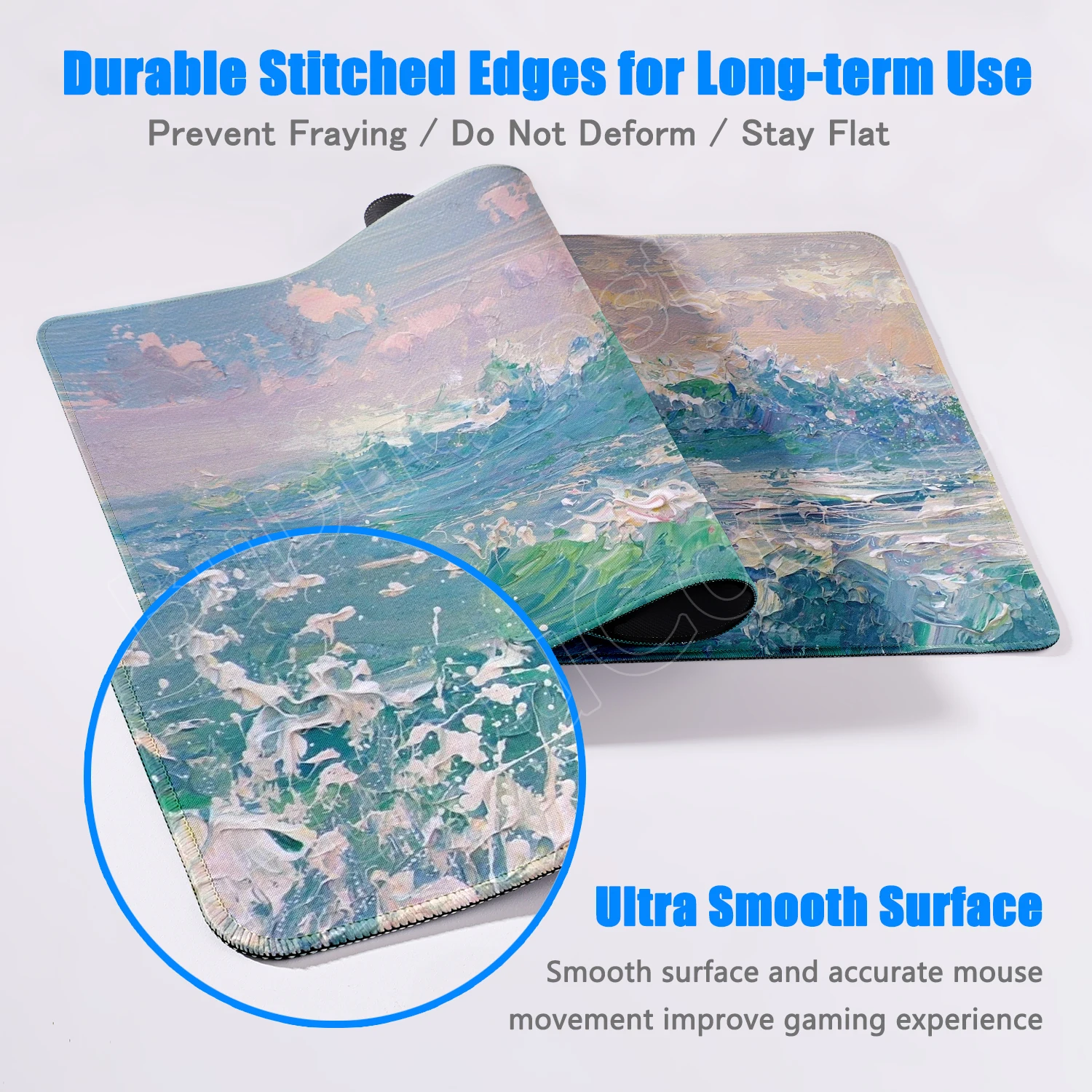 900x400mm Rubber Antiskid Desktop Carpet Office Good-looking Washable Hemming MousePad Seaside Landscape Computer Gamer Desk Mat
