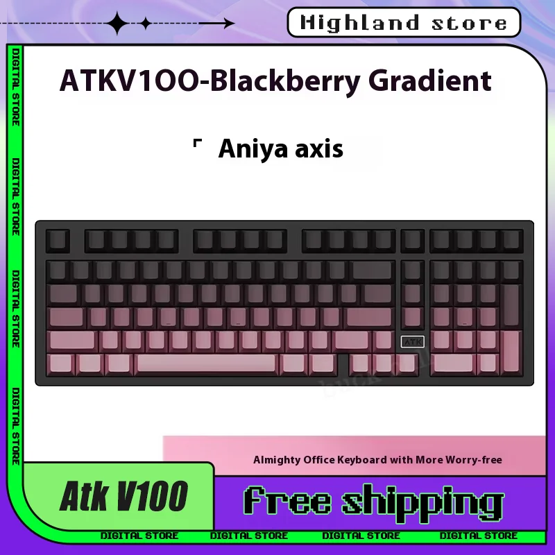 Atk V100 Pro Mechanical Keyboard Wireless Tri Mode Aluminium Alloy Esport Gaming Keyboard Gasket For Pc Accessories Custom Gifts