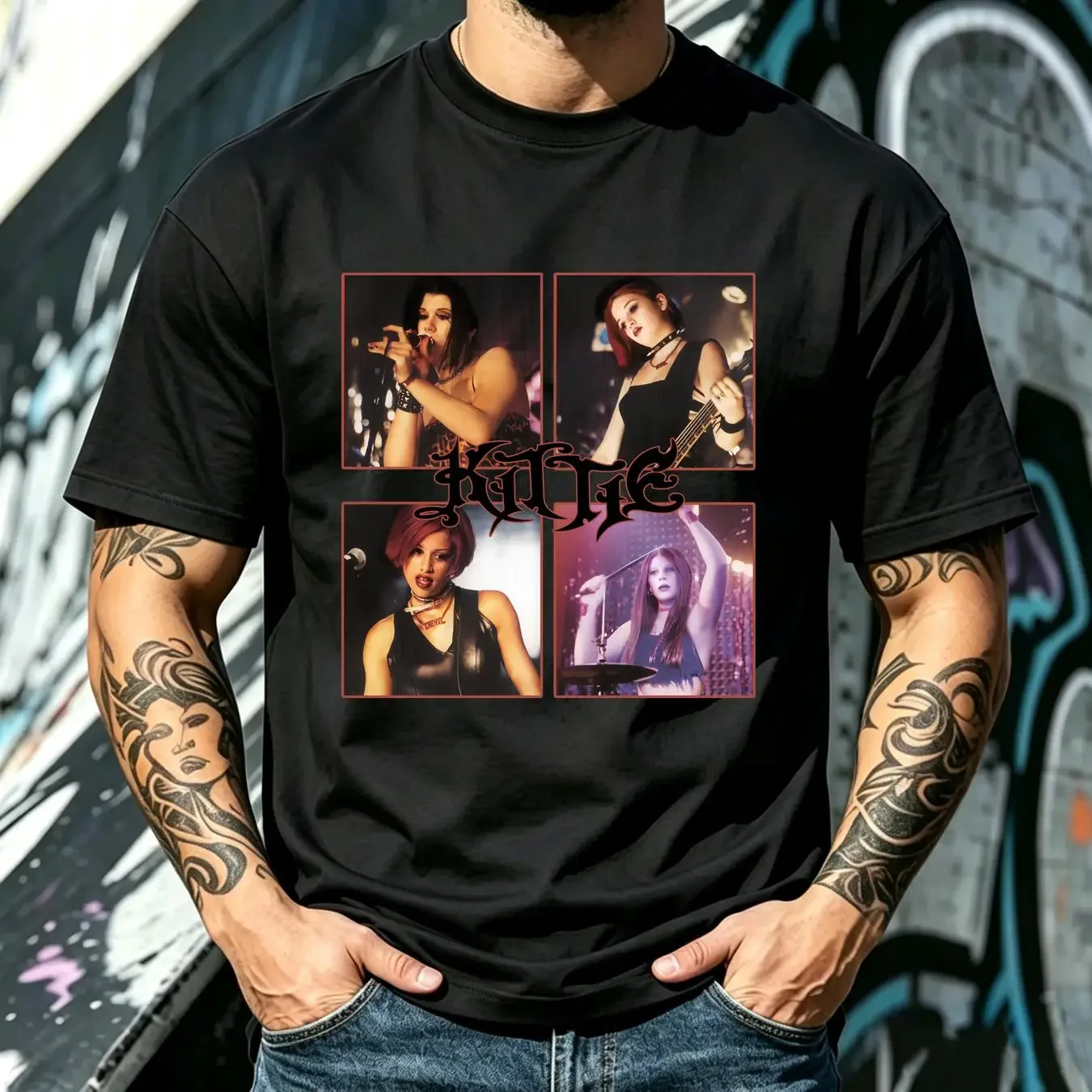 washed T Shirt Kittie band For Fan Black All size S 3XL VC1602 long or short sleeves vintage Washed designer clothes fashion