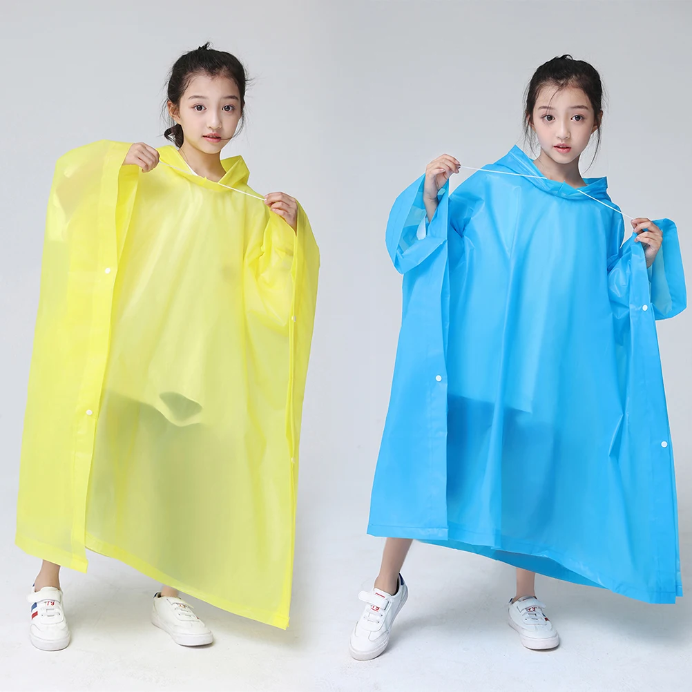

2 PCS Children's Backpack Raincoat Lightweight Practical Outdoor Rainwear Sports Hiking EVA Protective Suit Yellow