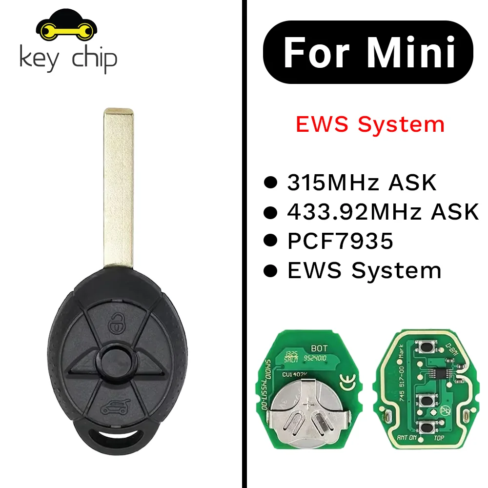 

Чип Keychip 434 МГц ID44 для Bmw Old Mini Cooper EWS R50 R53 2005-2007 FCCID LX8 FZV CN006014, удаленный ключ для автомобиля послепродажного обслуживания с