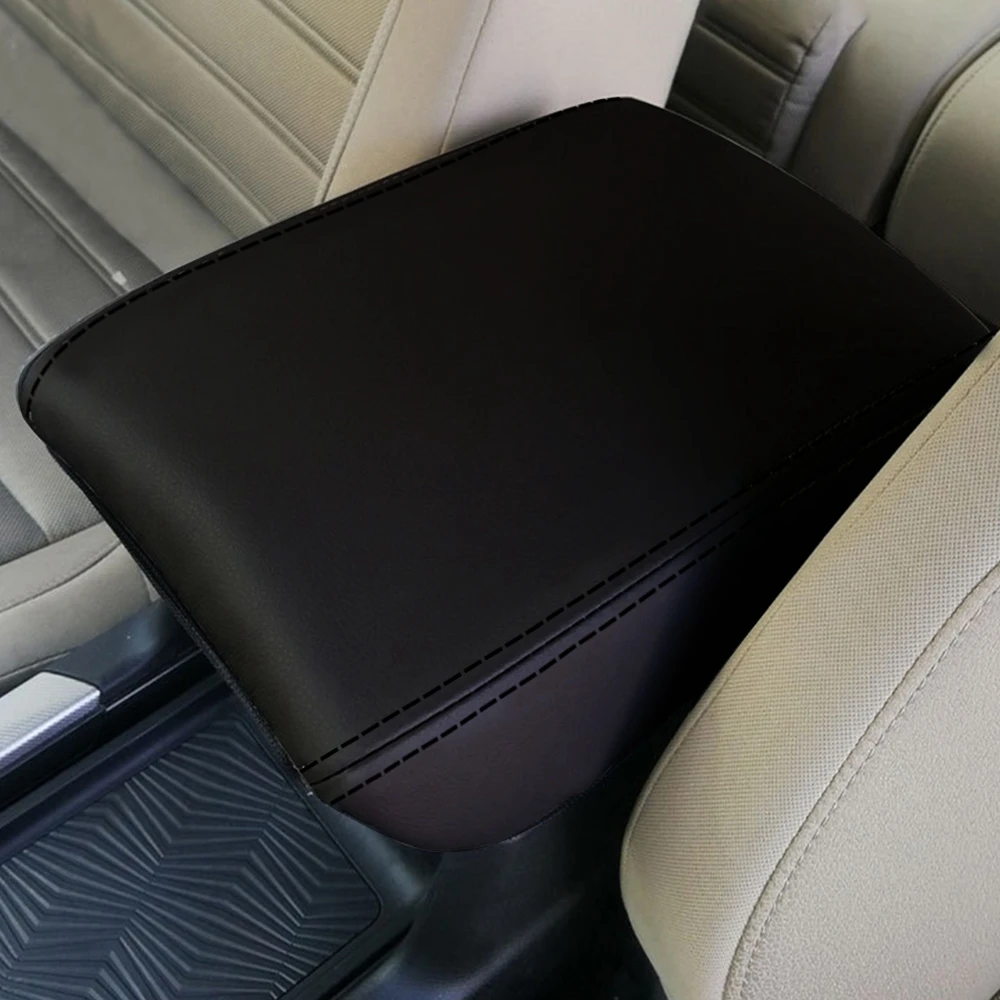 Car Armrest Console Cover for Honda CRV 2017 2018 2019 2020 2021 Black Leather Protective Cover Interior Accessories