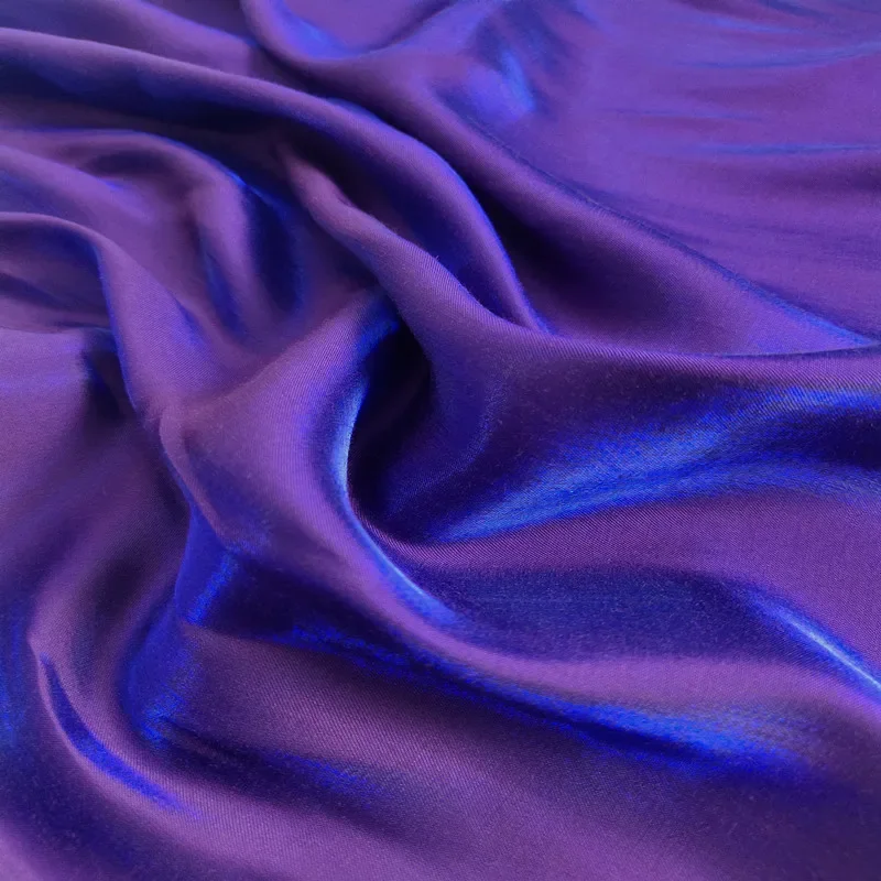 Gradient Color Changing Glass Silk Satin Fabric Shiny Crystal Iridescent Material for Hanfu Dress Stage Costume DIY Sewing