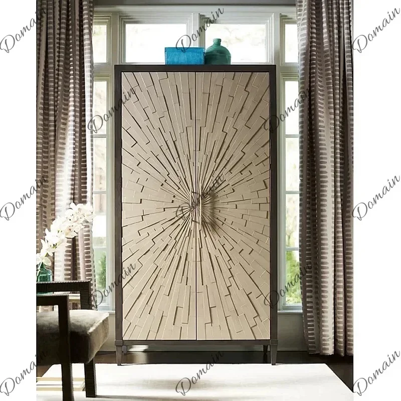 Oi Vintage Solid Wood 2-Door Wardrobe Storage Cabinet, Nordic Light Luxury Bedroom Sideboard