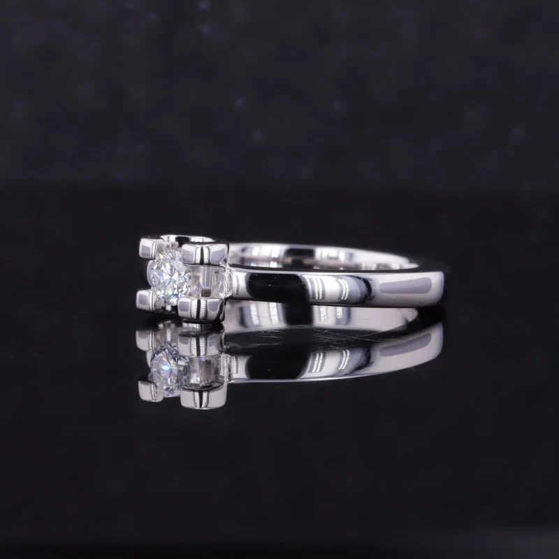 Custom Jewelry 925 Plated White Gold Rings Small Size 0.16 Carat HPHT Lab Grown Diamond Ring Anniversary Gift For Lover Party