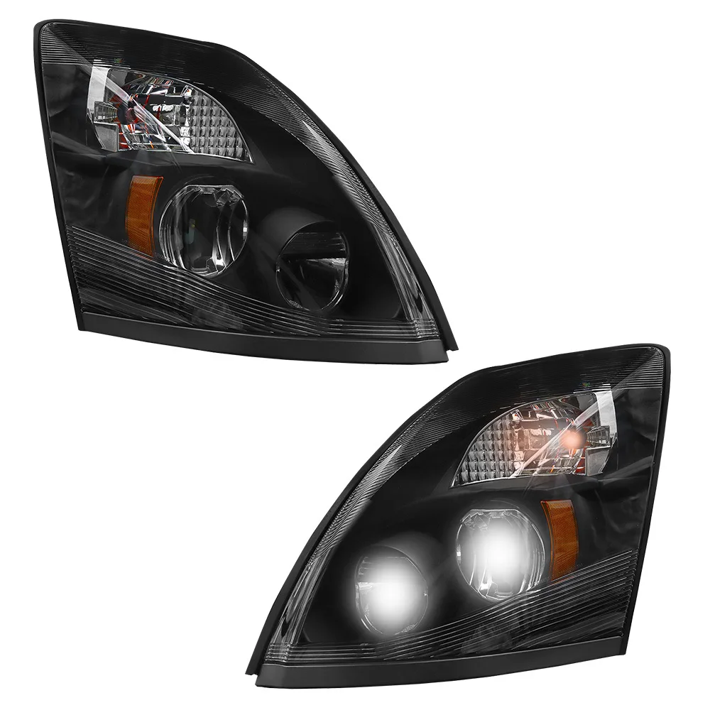 

Headlights Assembly Fit For 2004-2014 Volvo VNL Black LED High/Low Beam Factory Style Pair