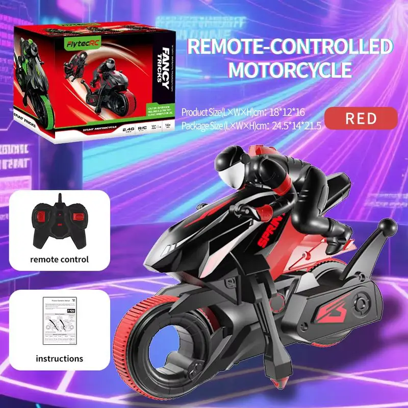 360 °   Flip Stunt Rc Motocicletta, Auto da corsa ad alta velocità per bici da deriva telecomandata, Giocattolo per prestazioni di trucco fresco per ragazzi Regalo per bambini