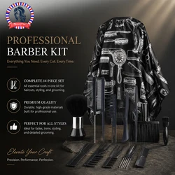 11pcs/15pcs Salon Barber Cloak Set Barber Stylist Cloak with Adjustable Buckle Neck Dust Removal Brush and Comb Barber Shop Tool