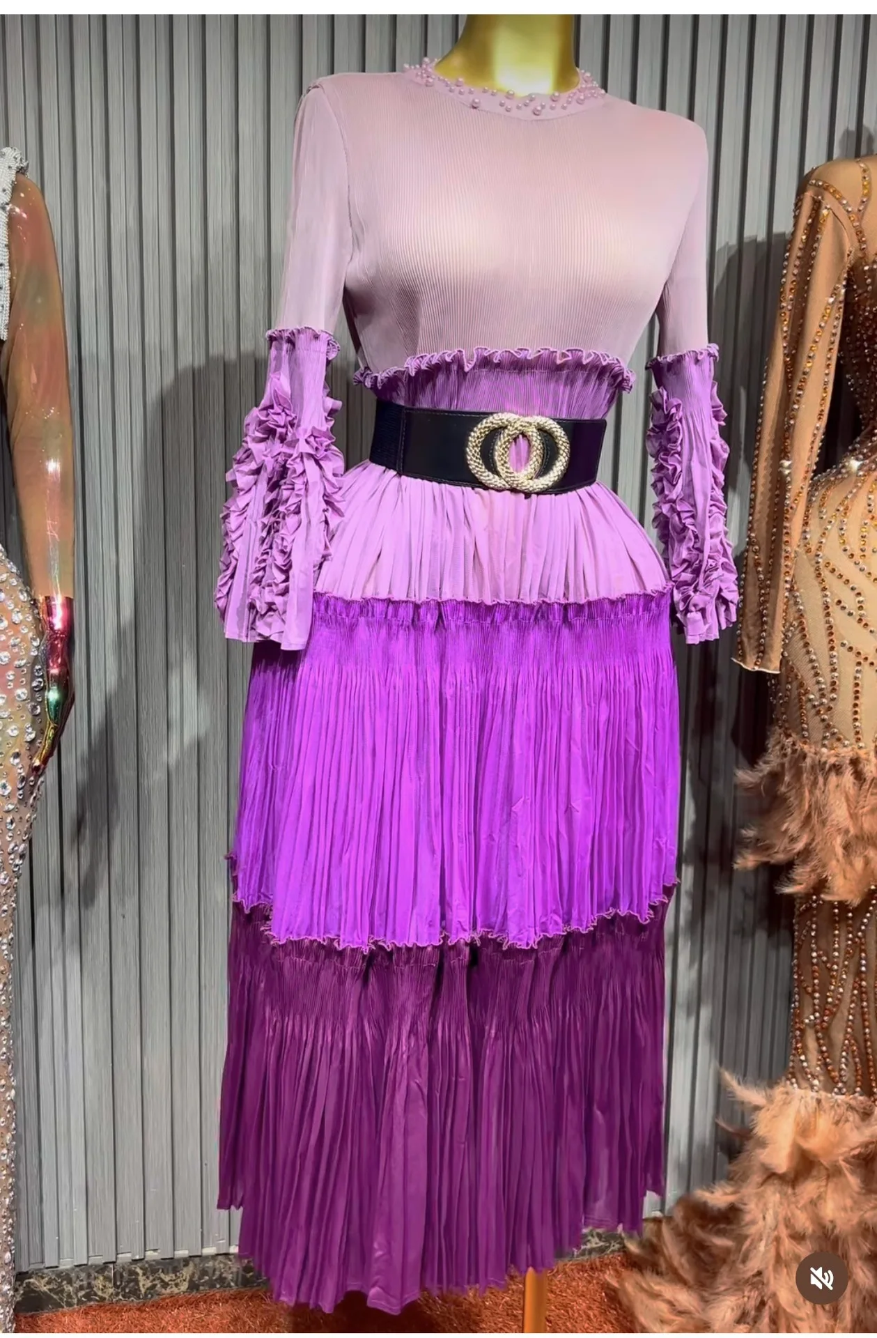 

Платье Miyake Fashion с градиентным принтом, больших размеров, женское, с круглым вырезом, расклешенными рукавами, свободного кроя, повседневное, новинка 2025 года