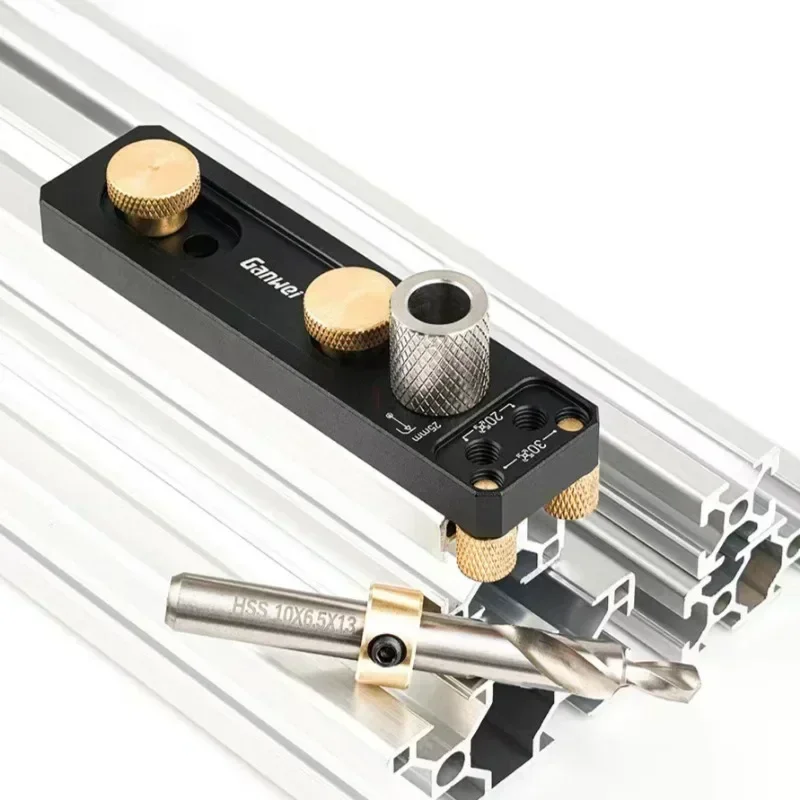 Adjustable Positioning Punching Set for 20/30/40 Series Aluminum Profiles Wear Resistant Woodworking Punching Jig Hand Tools Set