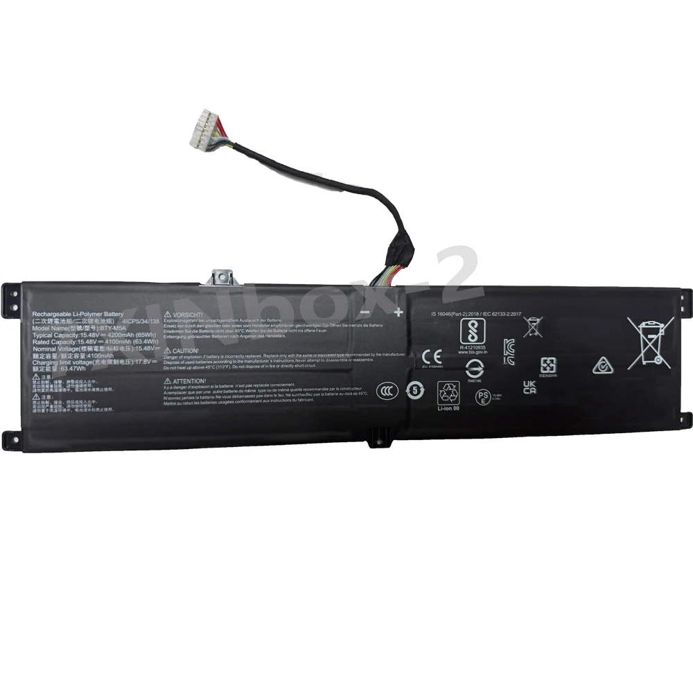 New BTY-M5A 15.48V 4200mAh 65Wh Laptop Battery For MSI CREATOR M16 HX C14VEG C14VFG C14VGG Sword 16 17 HX B14VEKG B14VGKG