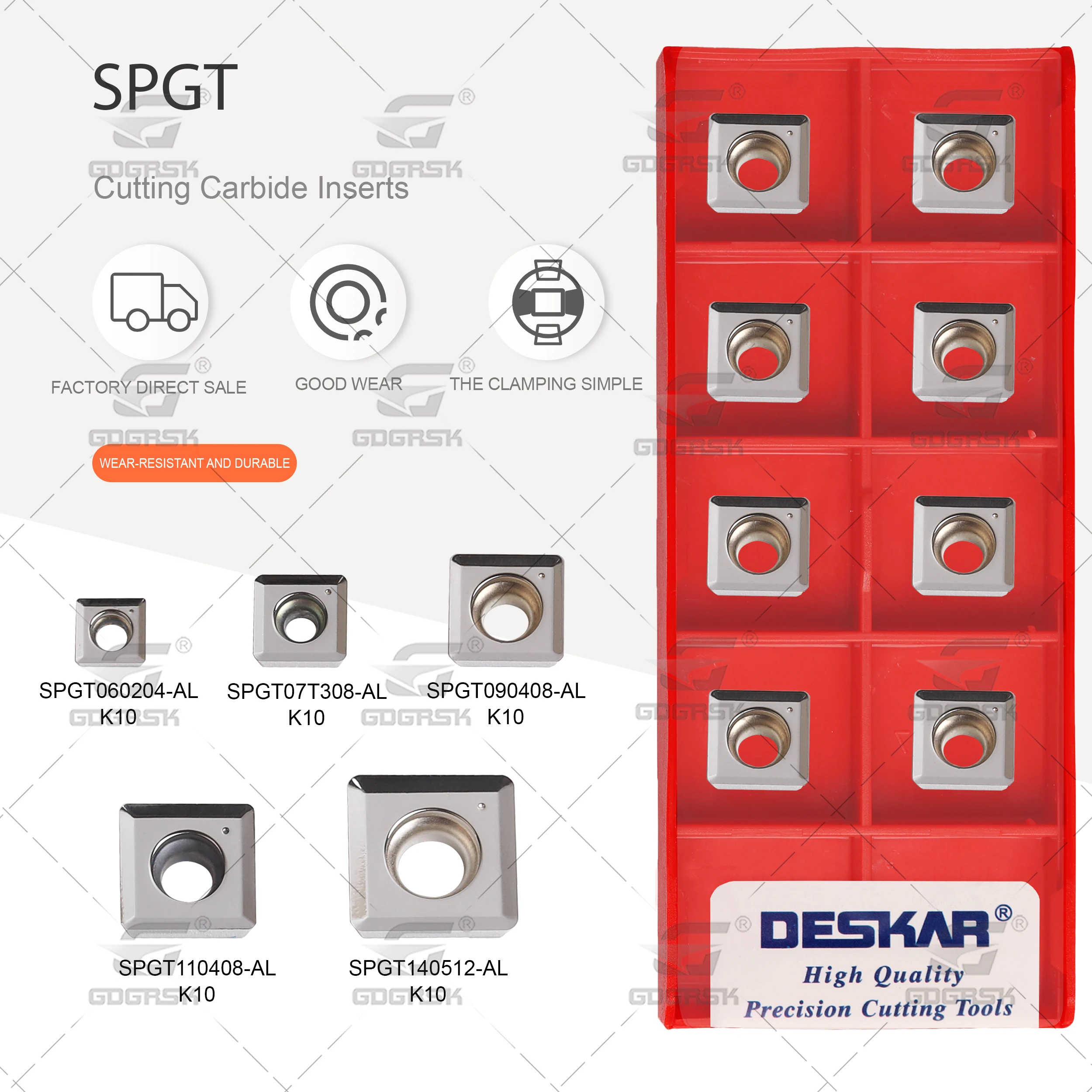 DESKAR SPGT060204 AL SPGT07T308 AL SPGT090408 AL SPGT110408 AL SPGT140512 AL K10 CNC Lathe Hard Alloy U-Drill Blades Tool Parts