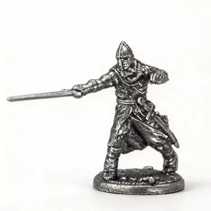Solid White Copper Medieval Soldier Metal Mini Figurine Cavalry Knight Archer Tabletop Game Collectible Decor Gift for Men