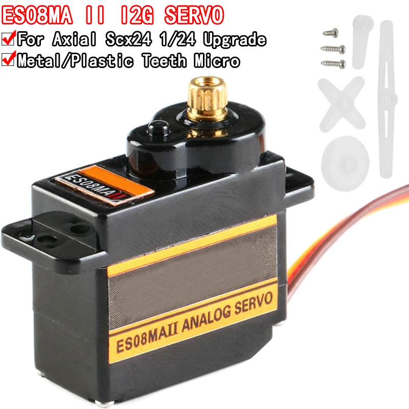 RC Servo ES08MA II Servo Motor SCX24 Servo 12g 15T Mini Metal Gear Analog Servo for RC Car Axial SCX24 Upgrades