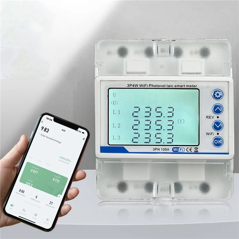 ABKQ-3X 3 Phase 380V 100A Tuya Wifi Smart Bi-Directional Kwh Meter Over Under Voltage Protector Relay Switch Current Limit