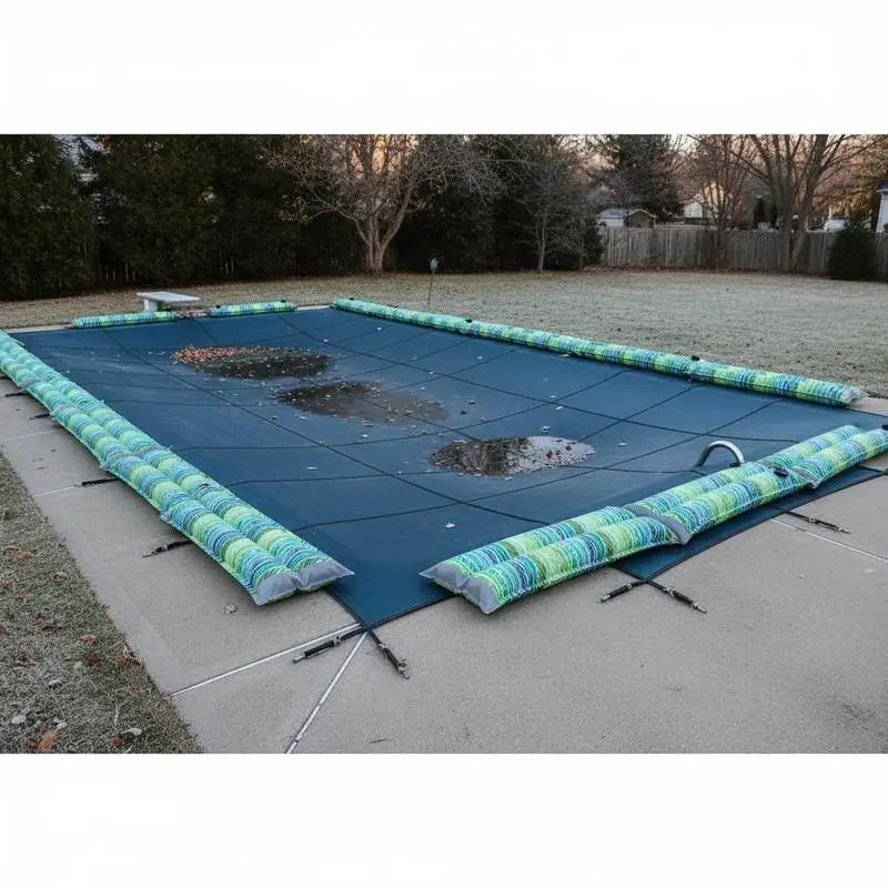 Tubos de balasto líquido de doble cámara de 8 pies para cubiertas de piscinas enterradas en invierno, piscinas residenciales, protección de piscinas exteriores, tiras reflectantes, tapas de rosca a prueba de fugas de PVC de 0,3 mm de grosor, paquete de 5 unidades