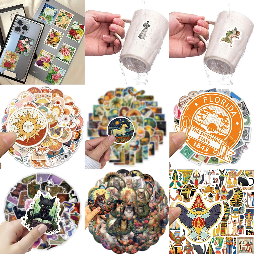 10/30/50PCS Retro Classic Stickers Series Cartoon Creative Graffiti Stationery Box Notebook Luggage Helmet Decoration Wholesale