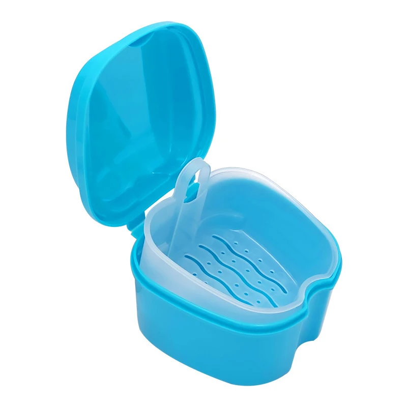 Artificial Tooth Organizer Denture Bath Box Case False Teeth Storage Box With Hanging Net Container Oral Hygiene Supplies