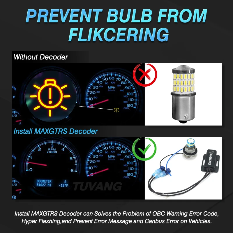 2x OCB Load Resistor Car LED Decoder For P21W BA15S PY21W 1156 W16W T15 1157 P21/5W T20 7443 7440 T25 3156 3157 BA9S BAX9S H21W