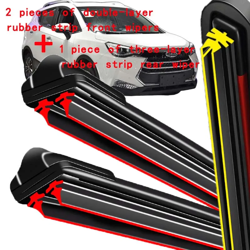 

For JAC Refine S3 2013-2023 2014 2015 2016 2017 Wiper Front & Rear Wiper Blades Windshield Windscreen Window Brushes 24"+15"+10"