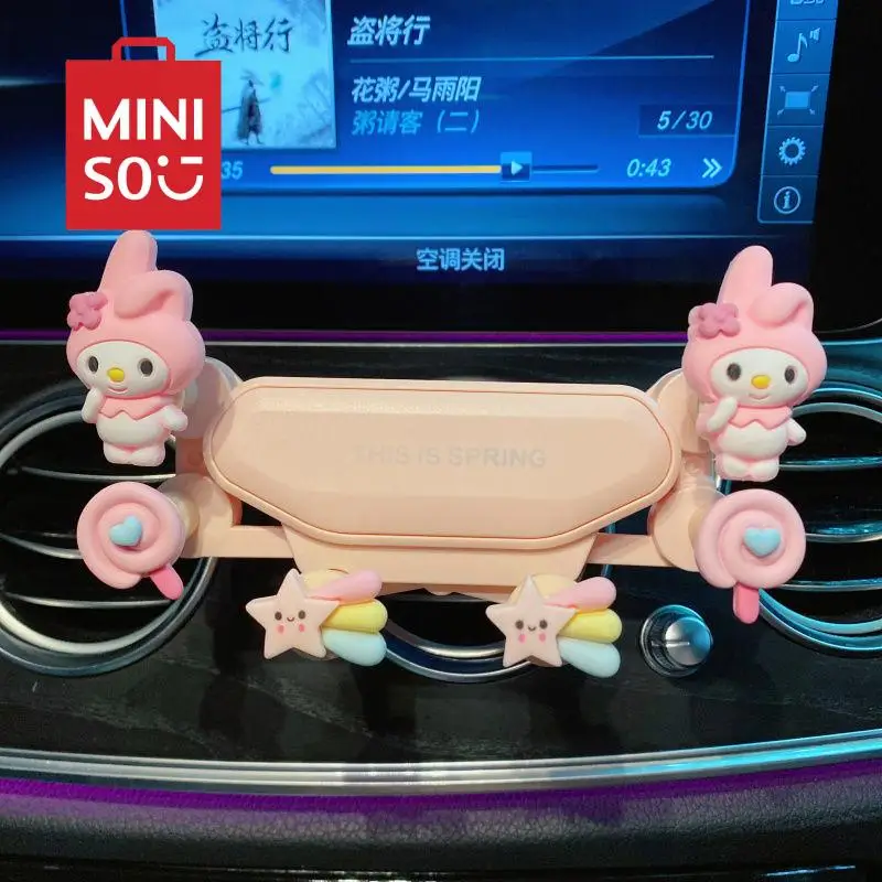 Sanrio Cartoon Car Phone Holder Air Vent In-Car Navigation Holder My Melody Cinnamon Dog Anime Women Car Decoration Accessories