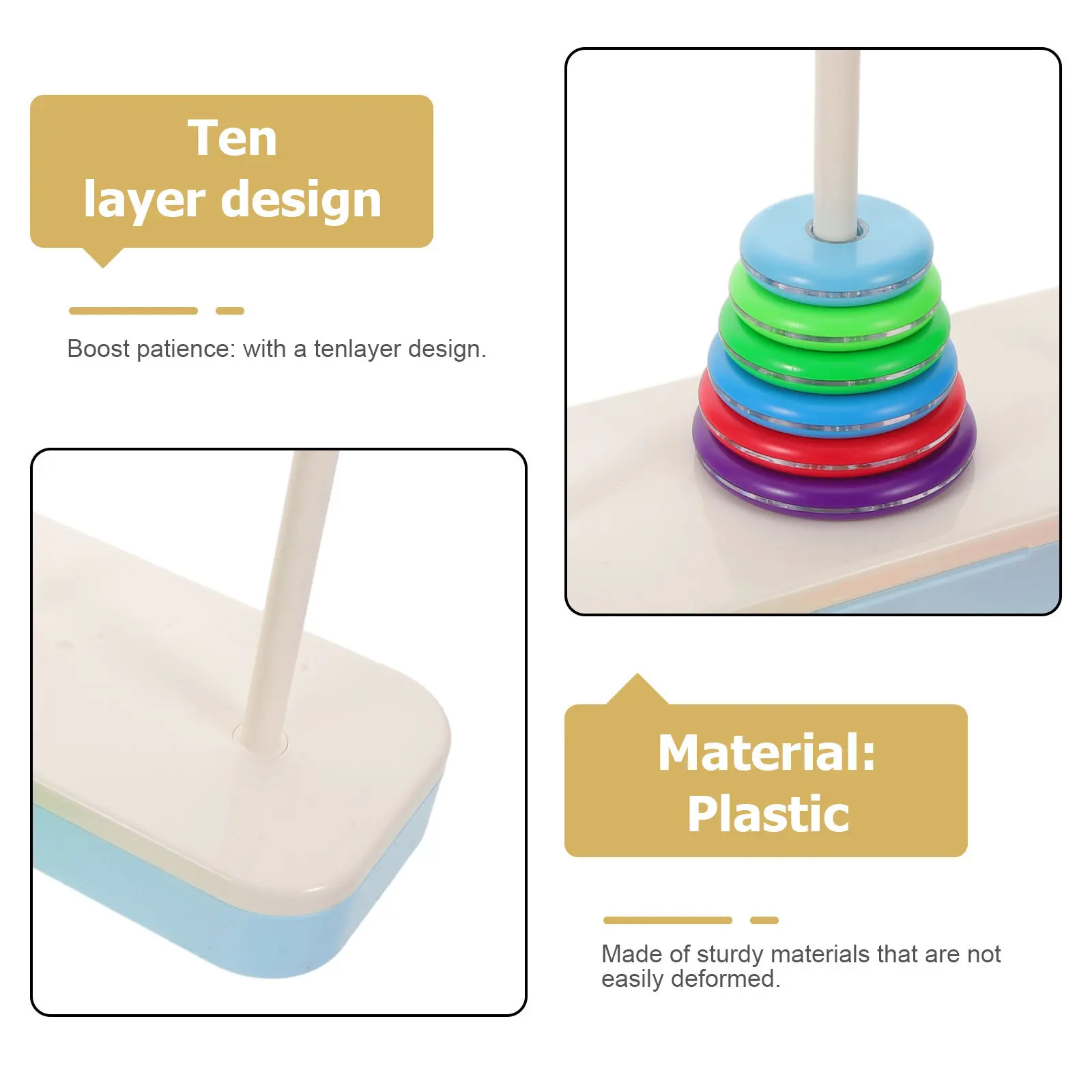 Hanoi Tower Puzzle Stacking Game 10 Layer Balance Stacking Parent Child Intellectual Board Game Early Development Montessori