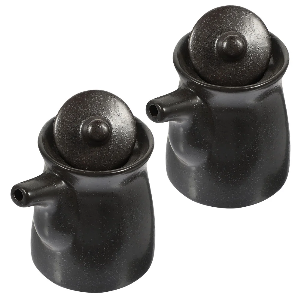 

2 Pcs Soy Sauce Pot Vinegar Containers Dispenser Decanter Bottle Ceramics Japanese Jar Condiment