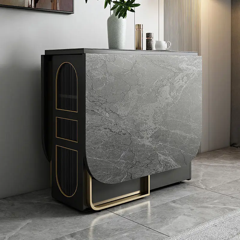 Slate folding small apartment modern simple multi-function space saving telescopic household dining table