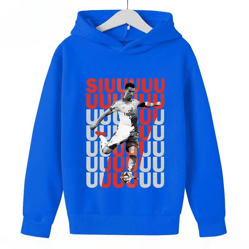 Children's Clothing Autumn and Winter Children's Hoodie Plus Blue Top for Boys and Girls Ronaldo Avatar Printed Boys Clothes