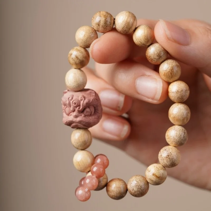 

Best-selling milky wood original design bracelet 8mm, artistic jewelry for men and women, zodiac year gift, friendship Buddhist