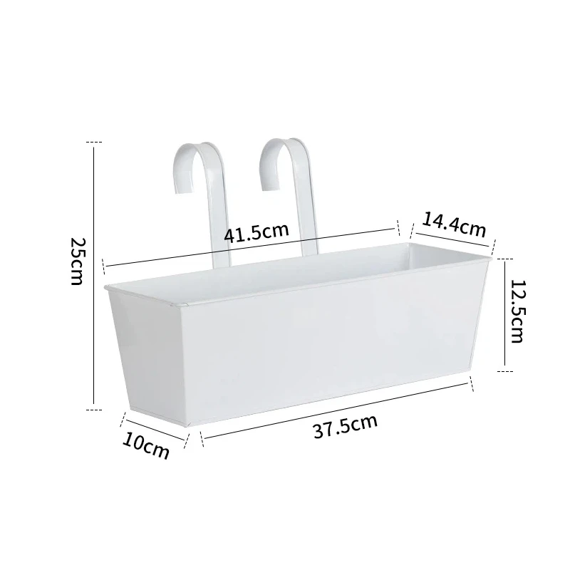 New Iron Outdoor Plants Planter Rustproof Fence Buckets Wall Mount Window Box Weather-Resistant Hanging Flower Pots