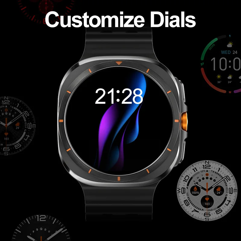 Vwar Watch 7 Ultra 47mm Smart Watch IP68 Waterproof Bluetooth Call Compass Smartwatch for Men Women 1.43" AMOLED Screen
