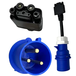 Adaptador de Carregador Rápido ajustável, Conector do Cabo de Extensão, Ficha UE, 3 pinos, 220V-250V, 32A, 3 pinos, apto para Tesla Modelo 3, S, Y, X, Azul, CEE, Ev